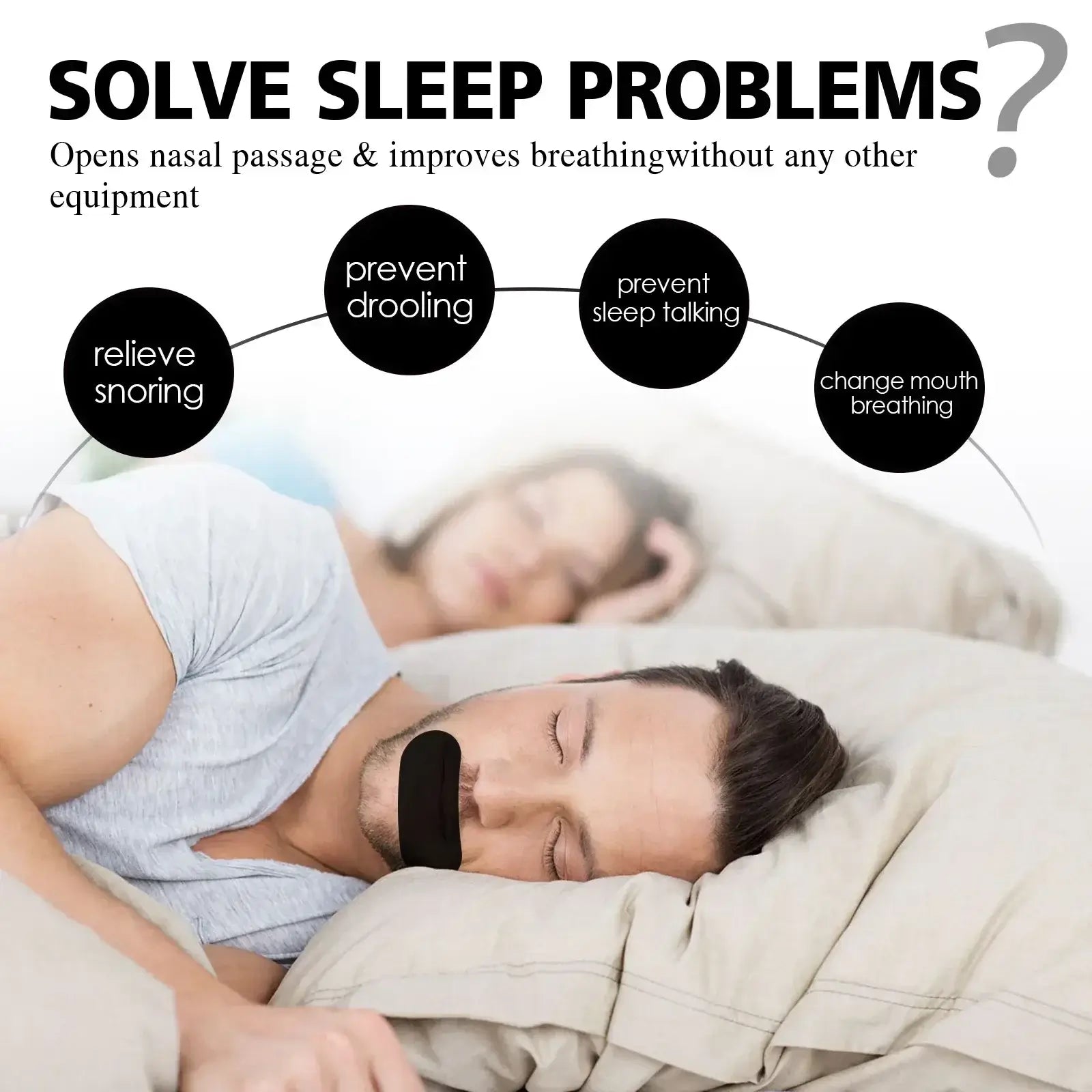 Solve sleep problems with nose breathing correction patches to relieve snoring and improve night sleep.